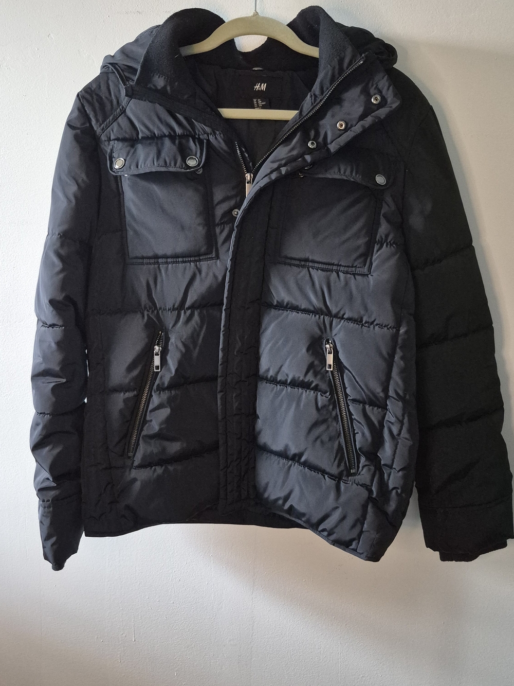 H&M Men's Black Puffer Jacket with Hood